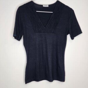 Akris Punto Black V Neck Shirt (XS)